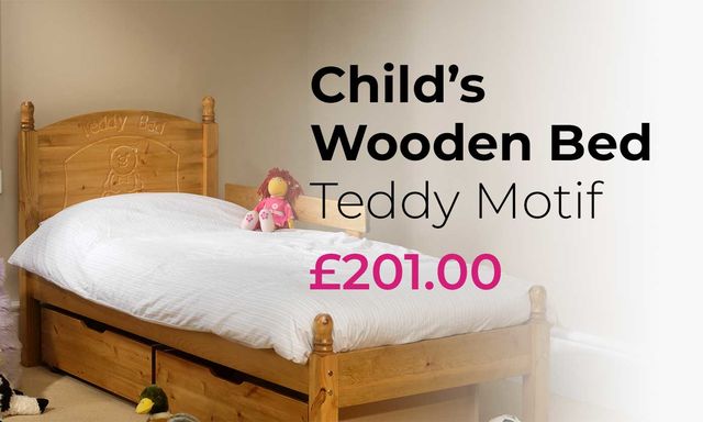 Child’s Wooden Bed – Teddy Motif